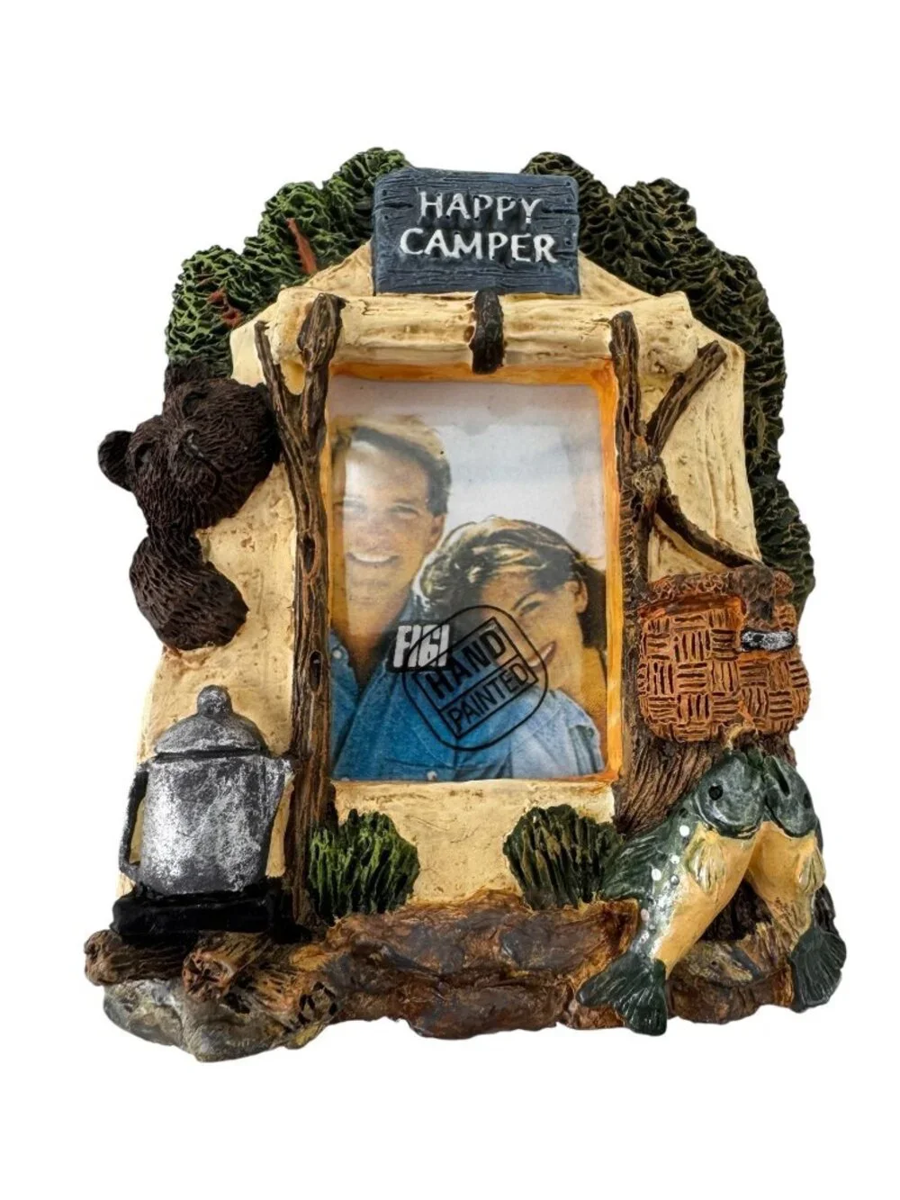 Vintage Photo Frame Set Of 2 Camping Fishing Cabin Lodge Freestanding Resin 3D